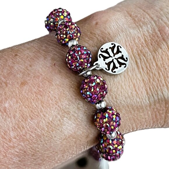 Rustic Cuff Metal Stainless Steel Shambala Beaded Stretch Bracelet Colorful - Picture 1 of 3